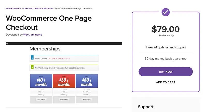 Check-out de uma página do WooCommerce