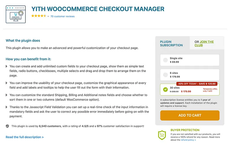 Gerenciador de checkout YITH WooCommerce