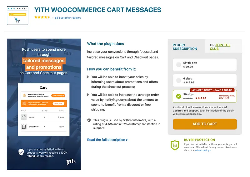 Mensagens de carrinho do YITH WooCommerce