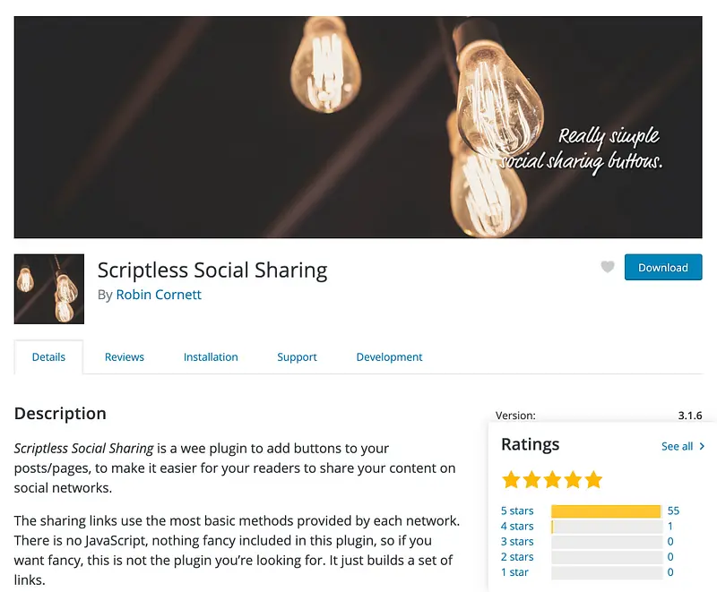 Plugin de compartilhamento social sem script