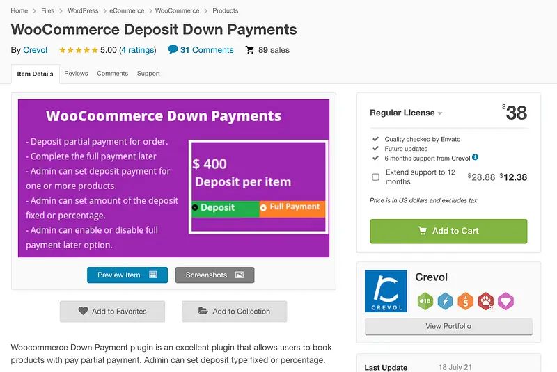Adiantamentos de depósito WooCommerce