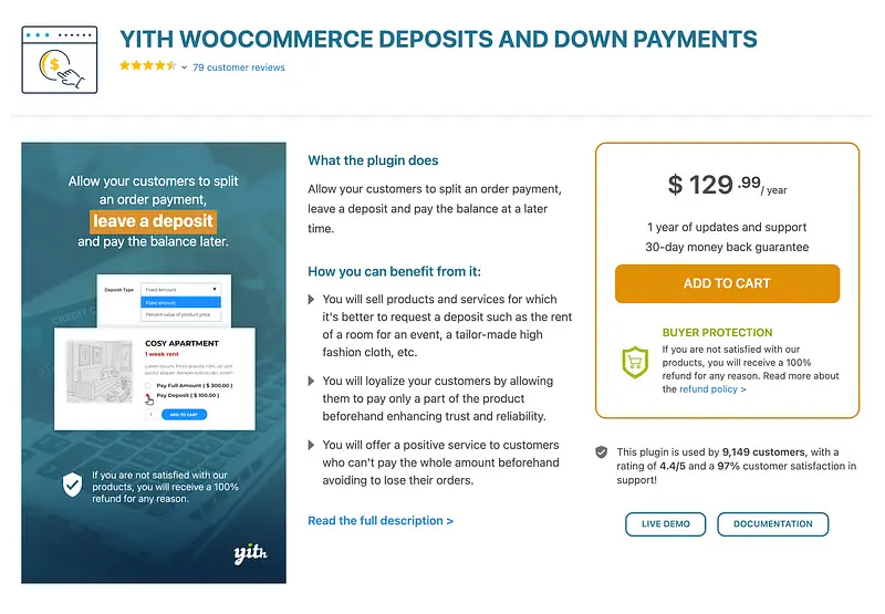Depósitos e adiantamentos do YITH WooCommerce