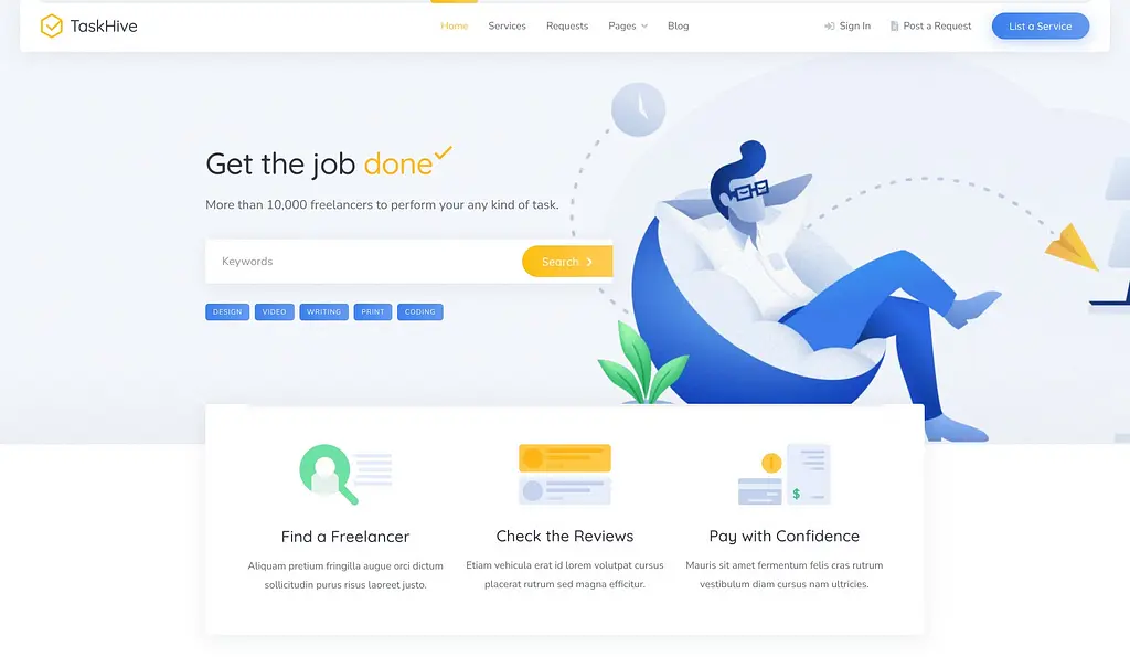 หน้าแรกของ TaskHive
