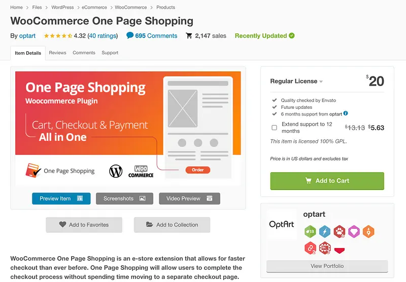 Plugin de compras de uma página do WooCommerce