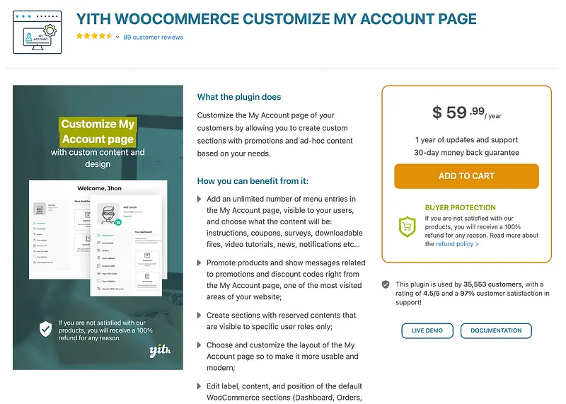 YITH WooCommerce Personalizar minha página de conta