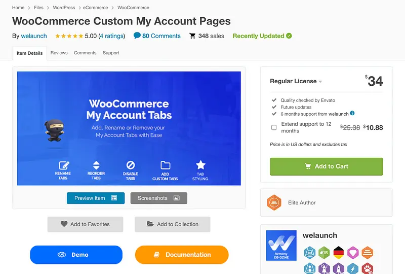 Páginas personalizadas da minha conta do WooCommerce