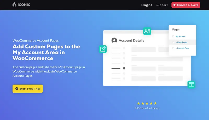 Plugin de páginas de conta WooCommerce