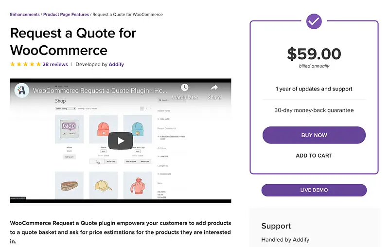 Solicite um orçamento para WooCommerce