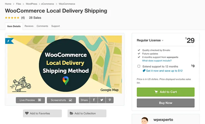 Envio de entrega local WooCommerce