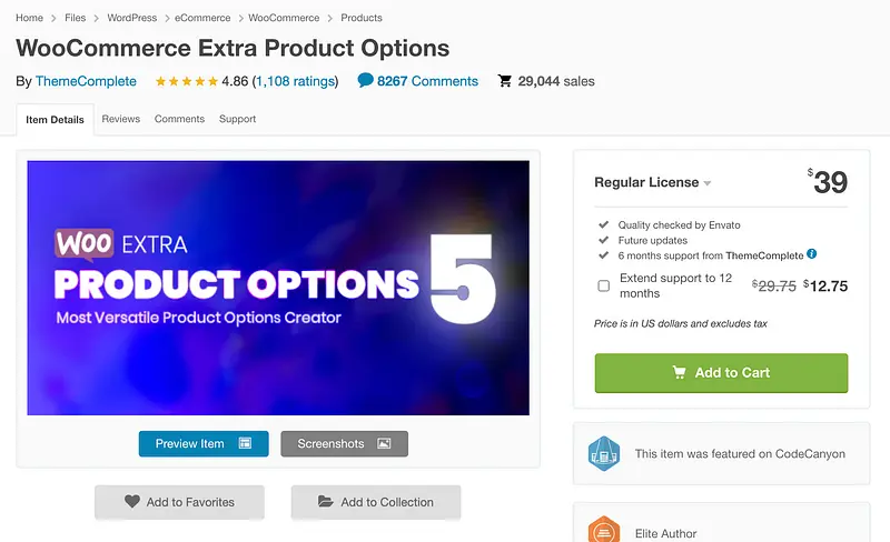 Opções extras de produtos WooCommerce