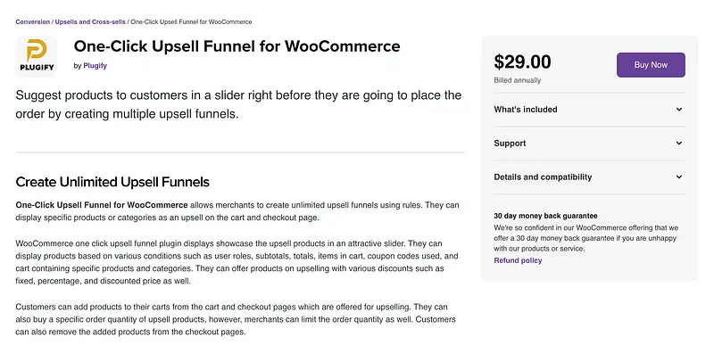 WooCommerce 插件的一键式追加销售渠道