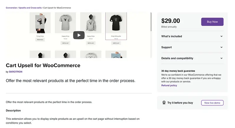 购物车加售 WooCommerce 插件
