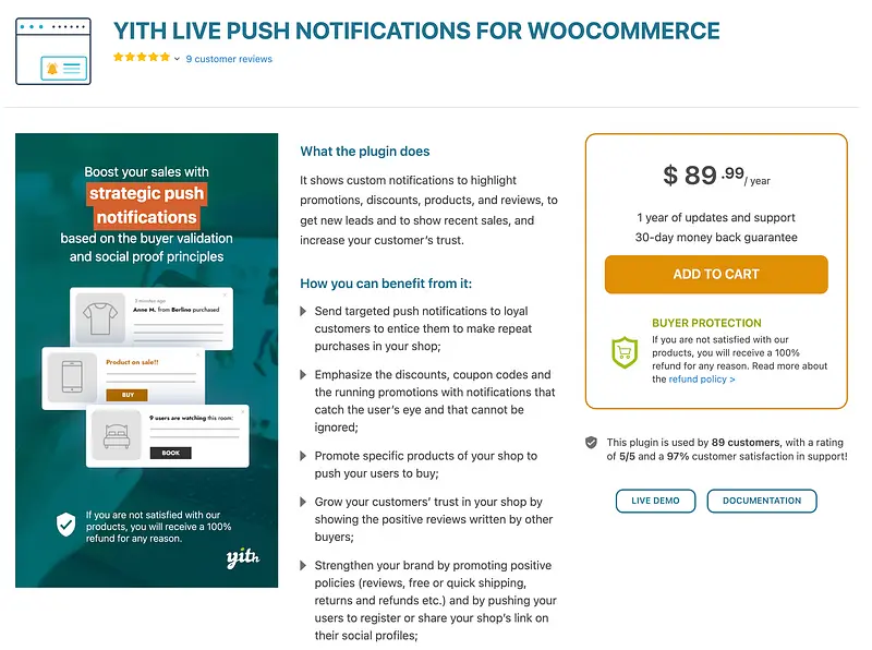 YITH Live Push Notifications para plugin WooCommerce