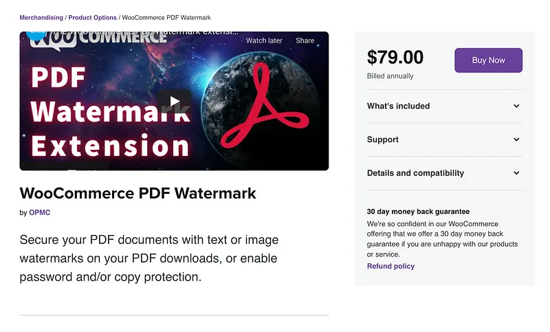 Plugin de marca d'água WooCommerce PDF