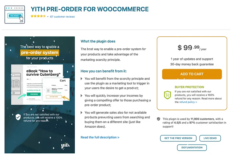 WooCommerce 的 YITH 预购