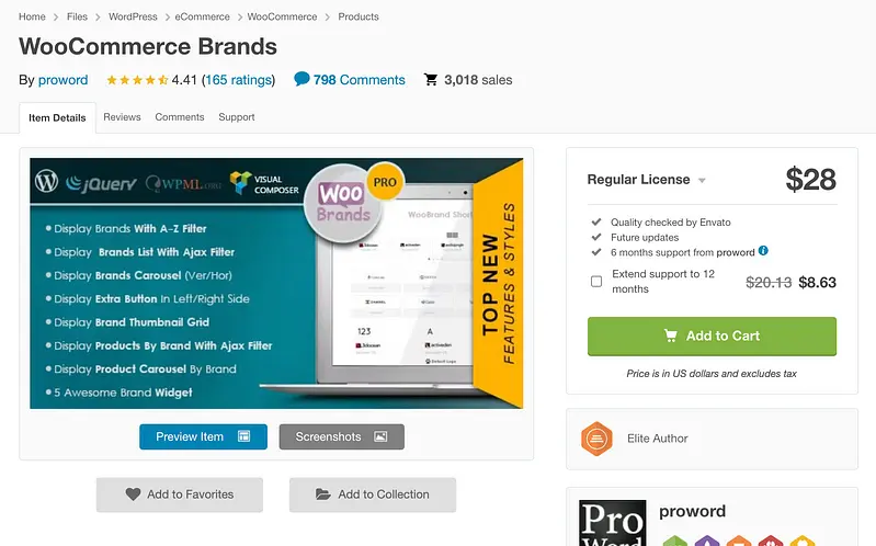 Marcas WooCommerce no Codecanyon