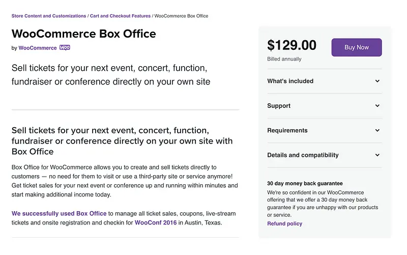 Plugin WooCommerce Box Office