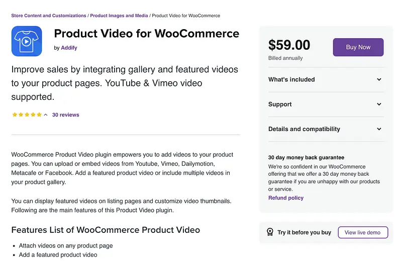 WooCommerce 插件的产品视频