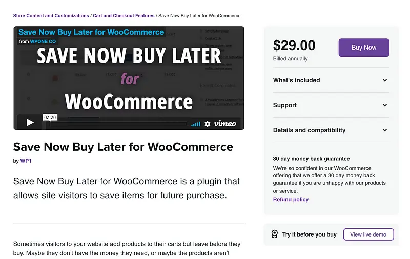 حفظ الآن الشراء لاحقًا للمكوِّن الإضافي WooCommerce