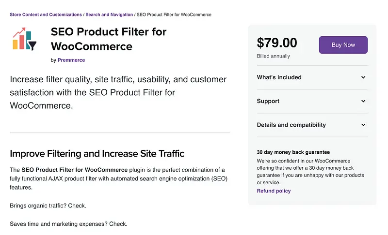 WooCommerce 플러그인용 SEO 제품 필터