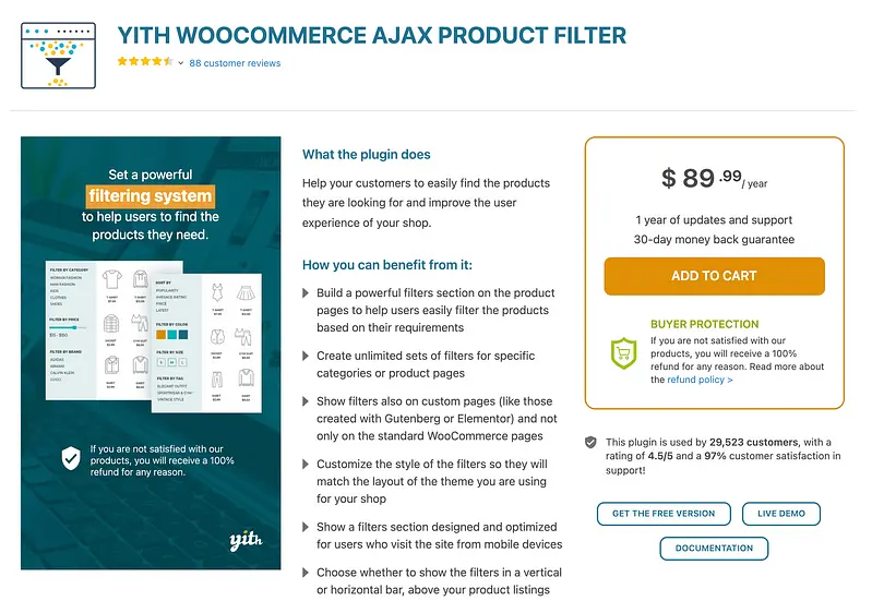 YITH WooCommerce Ajax 제품 필터 플러그인