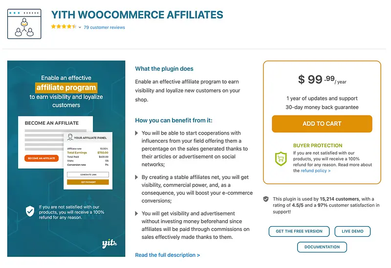 Plugin de afiliados YITH WooCommerce