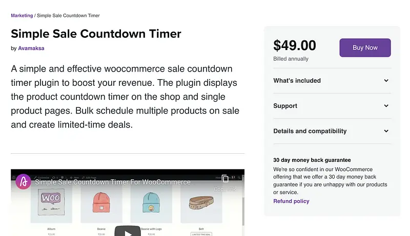 Plugin de temporizador de contagem regressiva de venda simples