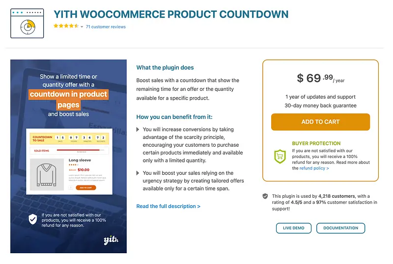 Plugin de contagem regressiva do produto YITH WooCommerce