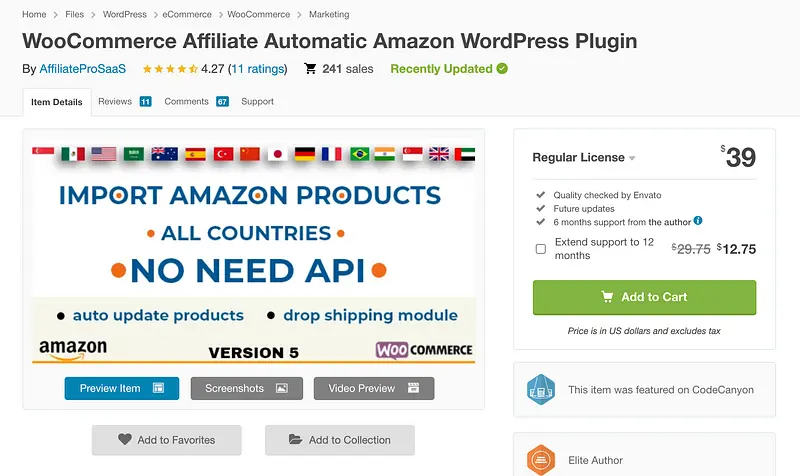 Plugin automático da Amazon para afiliados do WooCommerce