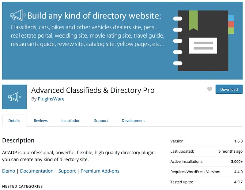 Plugin Advanced Classified Directory Pro