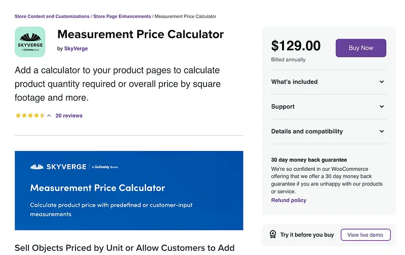 Plugin Calculadora de Preços de Medição