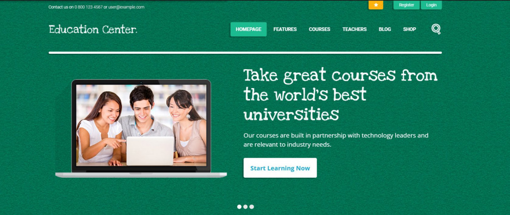 Centro de Educação | Cursos LMS Online University & School Estudando o Tema WordPress