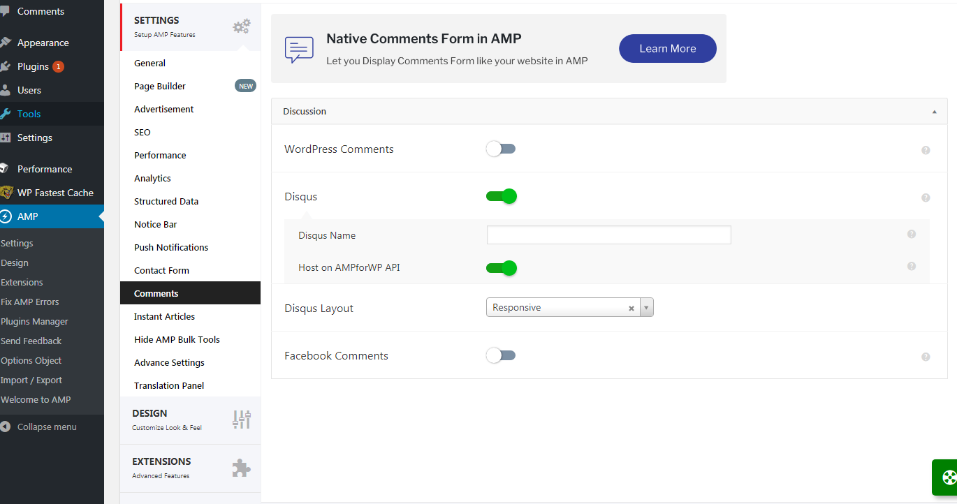 نموذج تعليقات AMP