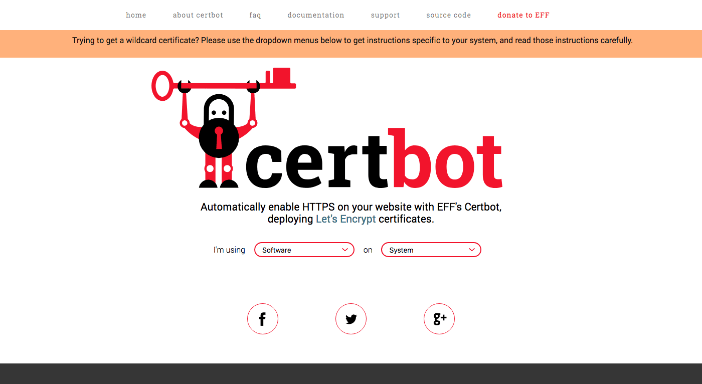 Site-ul web Certbot