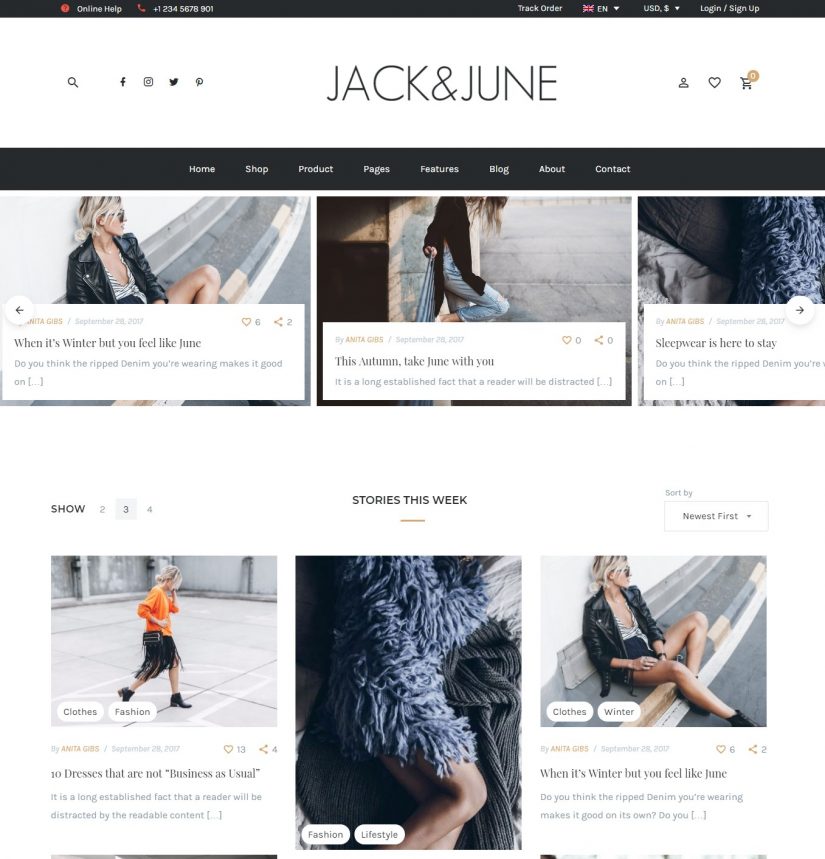 Tema de blog WordPress de junho de 2018