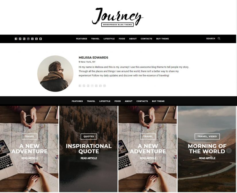 Tema Journey WordPress para um Blog em 2018