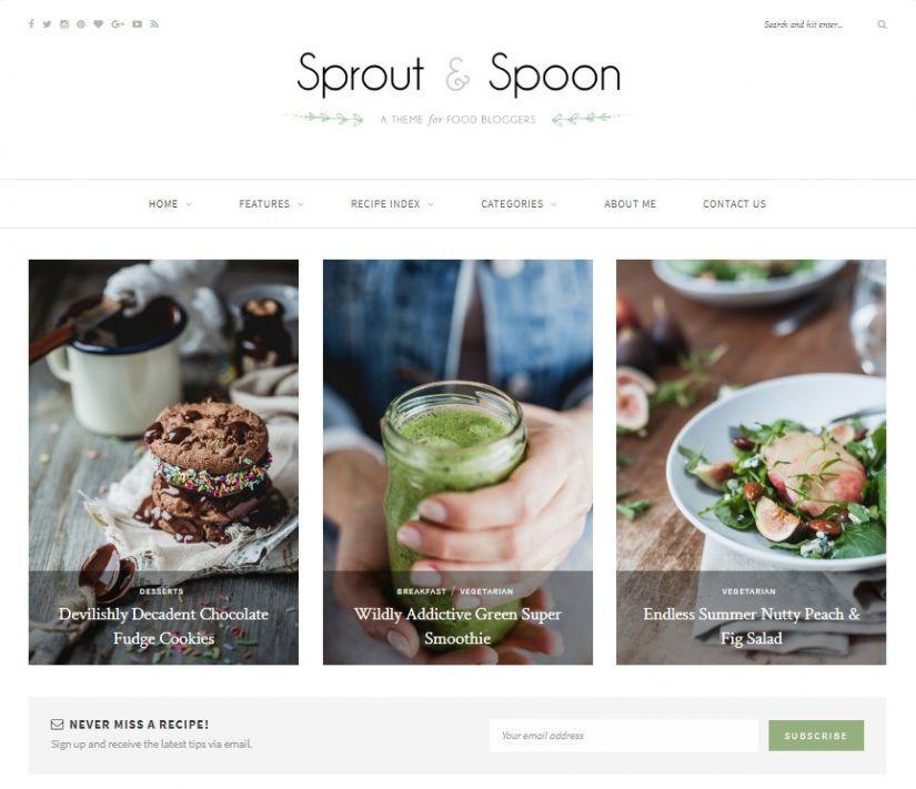 Sprout & Spoon WordPress Tema para um Blog em 2018