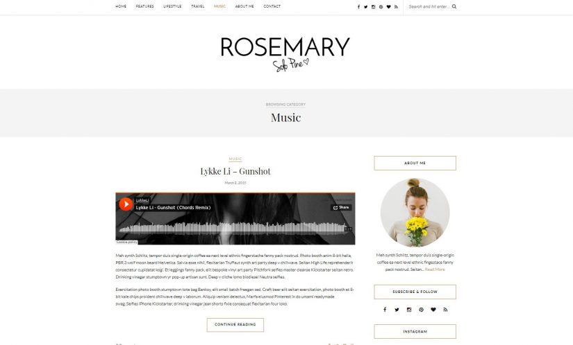Tema do blog Rosemary 2018 WordPress