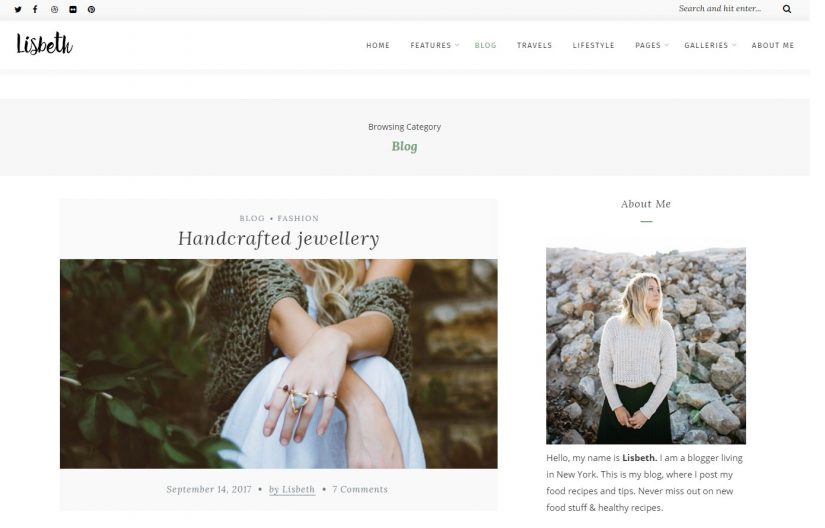 Tema do blog Lisbeth 2018 no WordPress