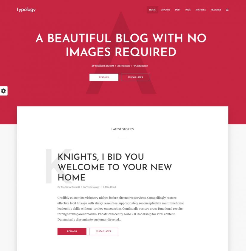Tipologia Blog WordPress Tema 2018