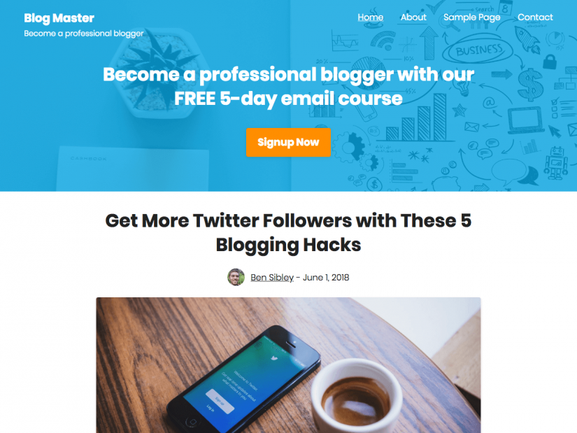 Tema WordPress do blog desafiador