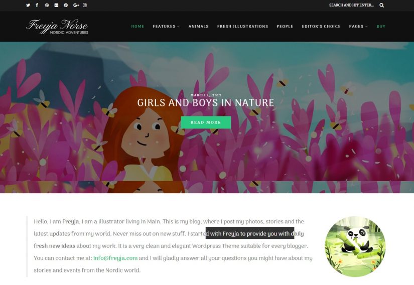 Tema Freyja WordPress de 2018 para Blog