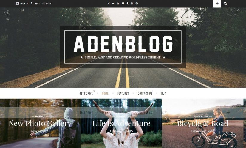 Tema do blog Aden 2018 WordPress