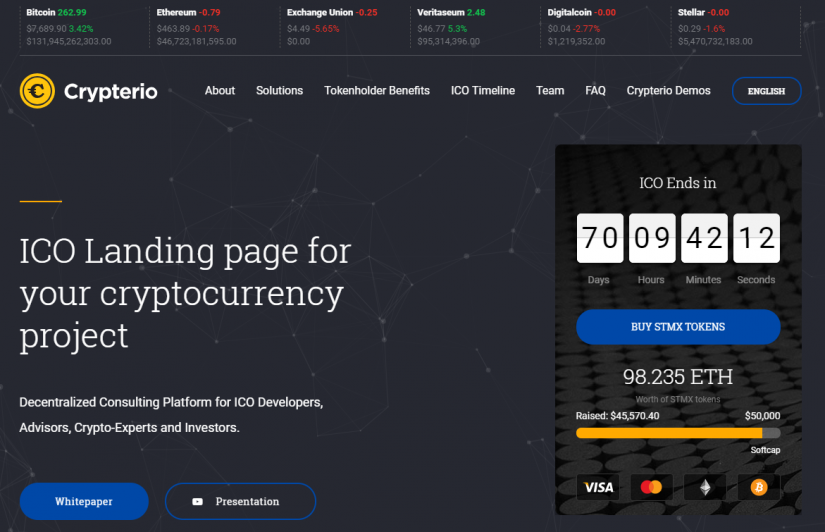 ICO-Landingpage-Design bei Crypterio