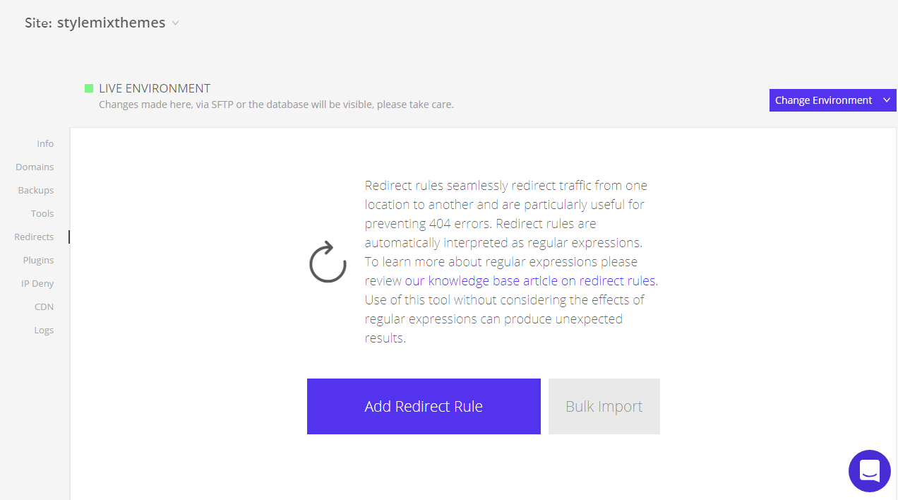 Gerenciamento de redirecionamentos Kinsta
