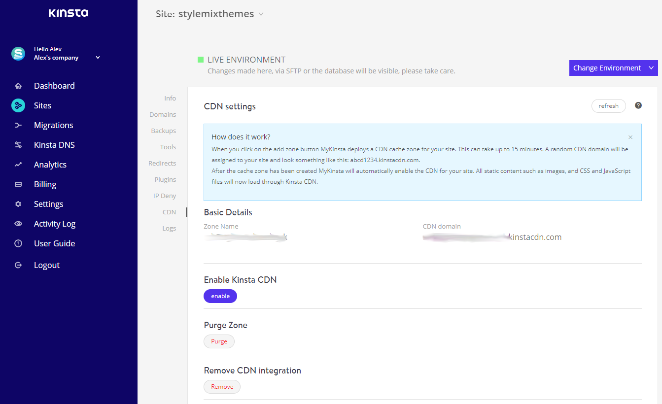 Configuração de CDN Kinsta