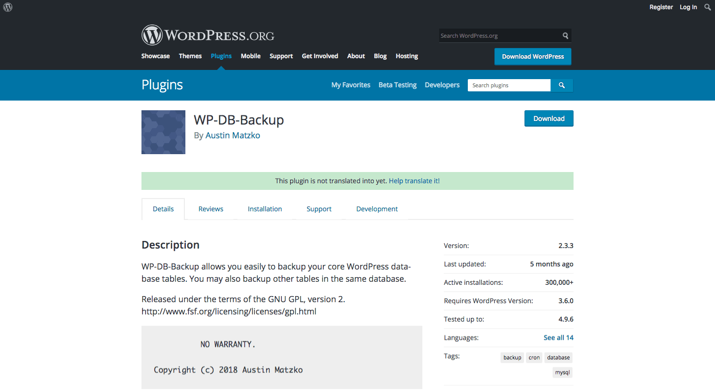 WP-DB-Backup 插件