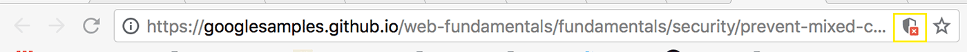 Exemplo do aviso de conteúdo misto no Chrome