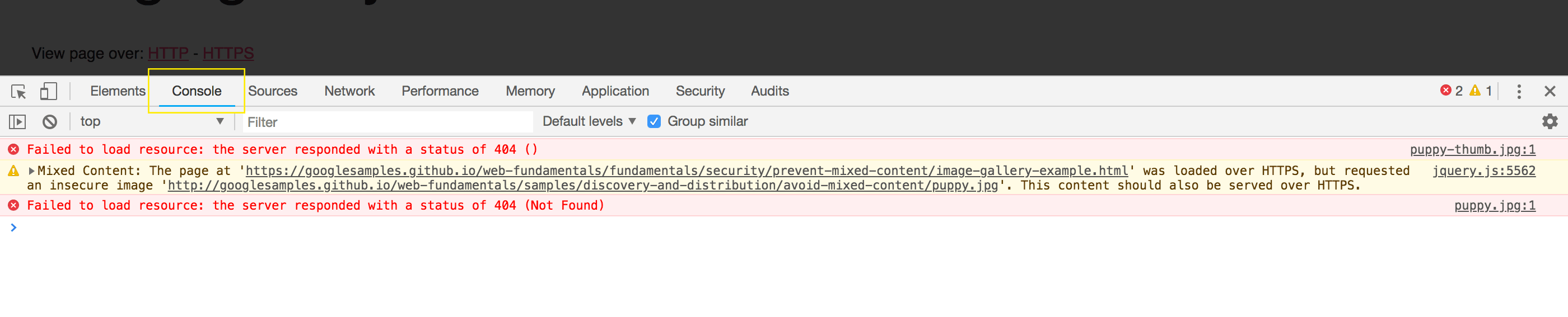 Console do Chrome