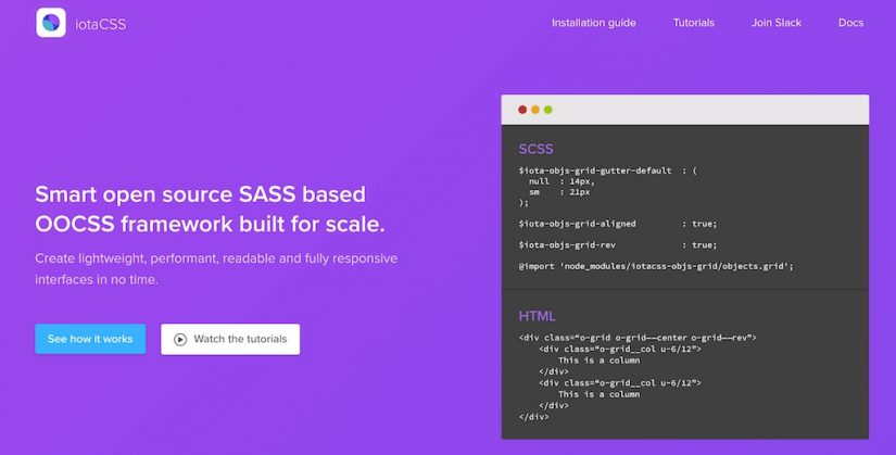 iotaCSS Framework OOCSS basato su SASS open source intelligente costruito per scalabilità STM